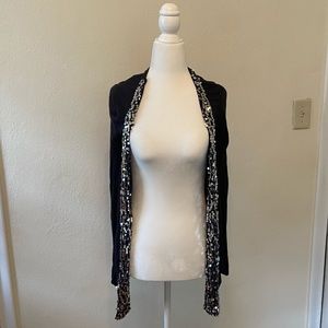 VINTAGE SILVER SEQUIN BLACK CARDIGAN